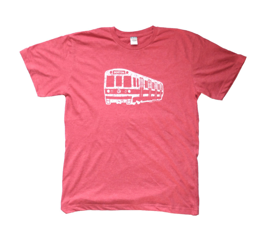 Adult Boston MBTA Red Line subway train t-shirt - heather red